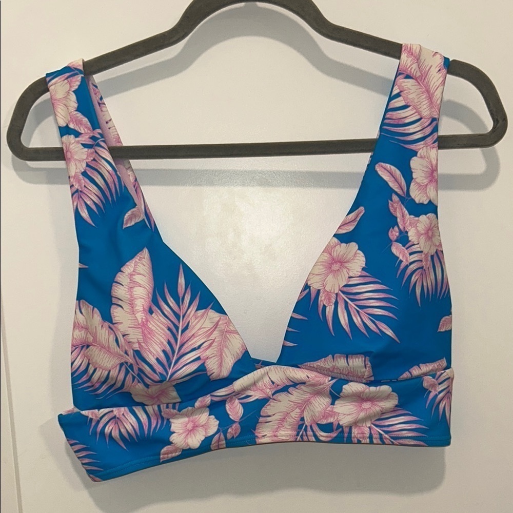 Tropical Blue and Pink Bikini Top